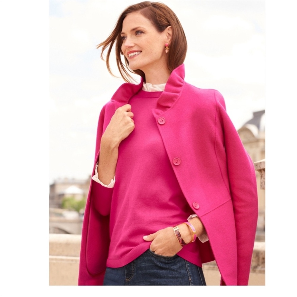 Talbots Ruffle Neck Double Face Jacket Romantic H… - image 1